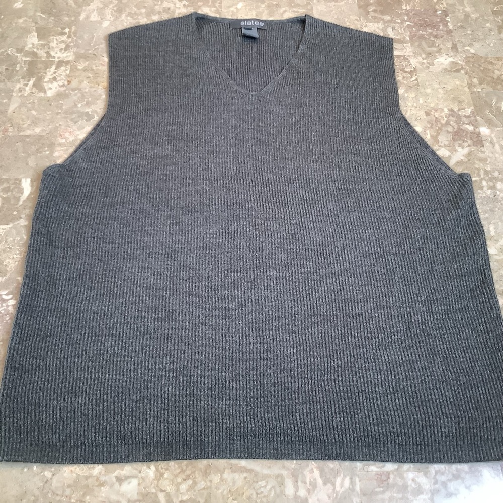Slates gray v-neck sweater vest, size extra large